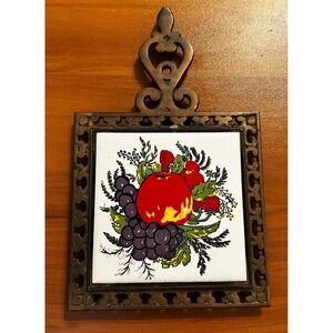 Vintage Delicious‎ Fruit Cast Iron Ceramic Tile Kitchen Trivet Farmhouse Decor